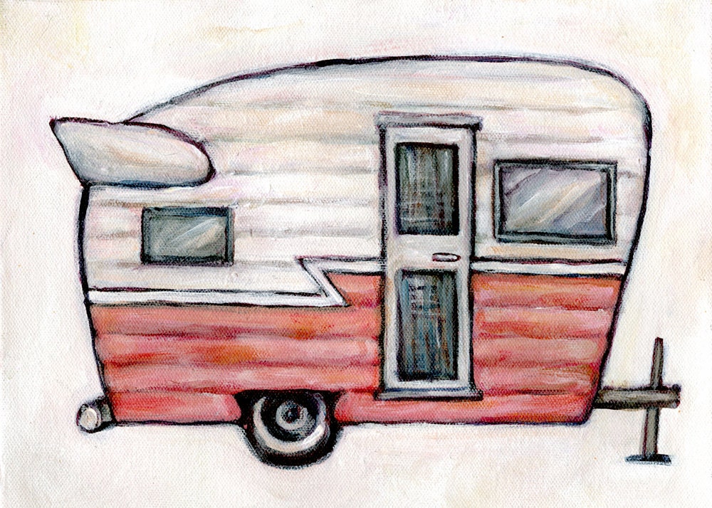 Pink Camper - 8x10 Print - Illustration
