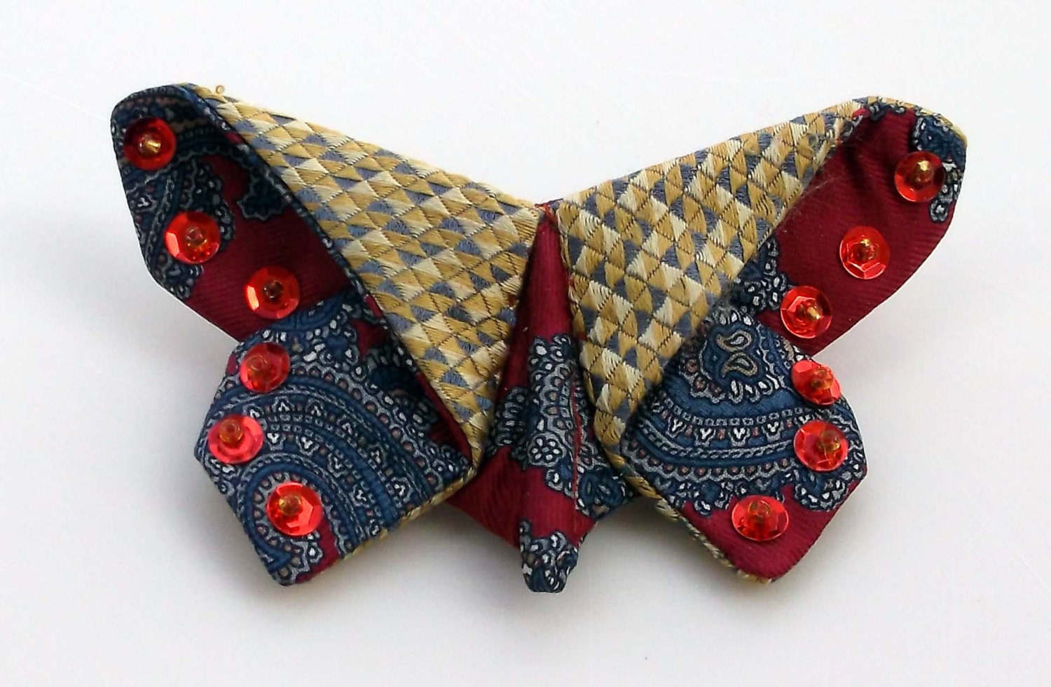 Black Triangles Butterfly Pin Recycled Silk