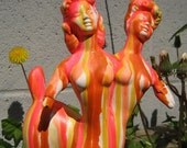 Soureena Morigina twin lady deer in orange drips