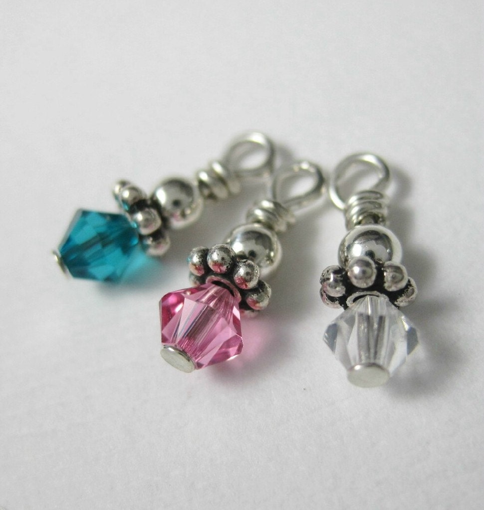 Add A Birthstone Crystal Dangle Sterling Silver Wire Wrapped  Swarovski Crystal Dangle Charms 4mm