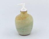 Soap / Lotion Dispenser - 19 oz.- Yellow / Celery Green / Handmade Wheel Thrown Pottery