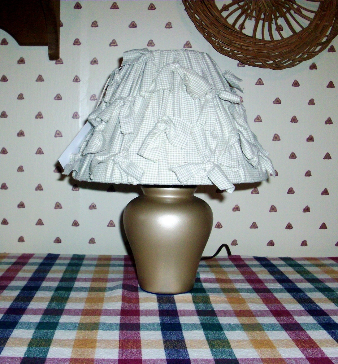Upcycled Country Ginger Jar Lamp & Lampshade Chic Tan Shabby Checked Recycled