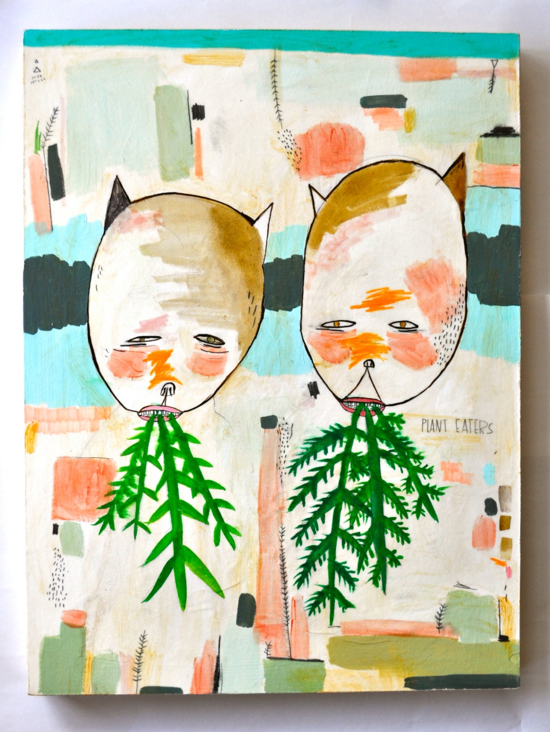 Plant Eaters- Original mixed media painting