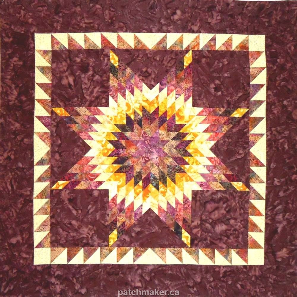 Blazing Star Quilt Top - Gold, Cream,  and Brown by Patchmaker