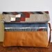 REDUCED - Foliage Clutch - Vintage Fabric and Leather - rare fabric - tribal print - fold over clutch