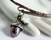 Brass Twig Bracelet with a Red Brass Acorn Nature inspired handmade jewelry