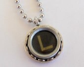 Typewriter Key Necklace, Letter L, Vintage, Initial Jewelry,  All Letters Available, Typography Jewelry