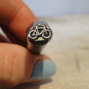 Big Design Stamp - BICYCLE - 3/8 inch (9.5mm) - includes How to Stamp Metal tutorial - IN sTOCK - Ready to sHIP