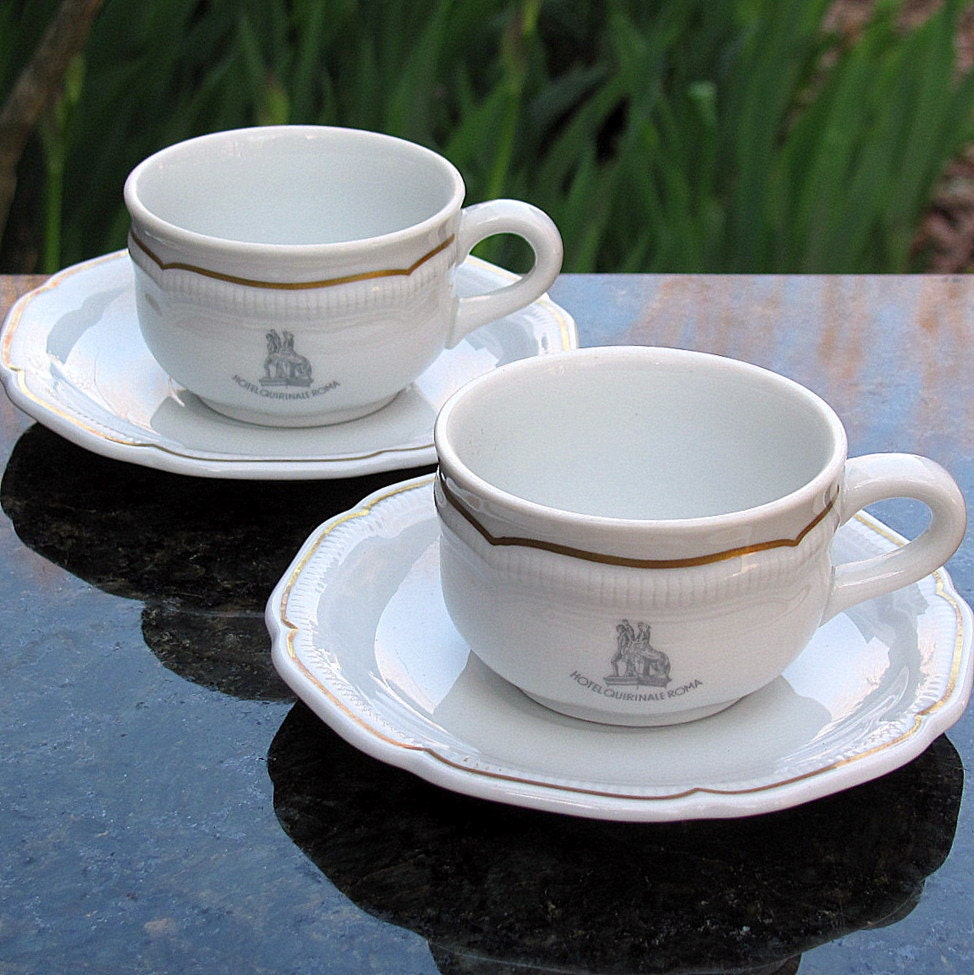 cups of 2 Espresso Hotel Demitasse Cups demitasse Set   Hutschenreuther  vintage Vintage Saucers