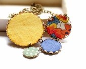 Statement Necklace in Sunny Yellow, Blue and Green with Liberty London fabric - Abstract - Summer