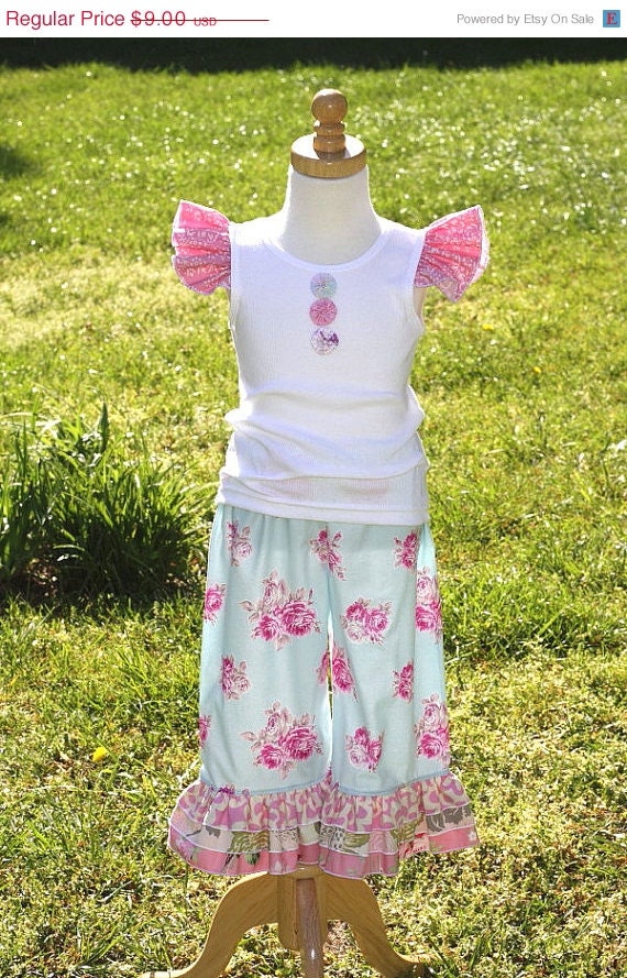 On Sale 2.50 Off Whimsy Couture Sewing Pattern Tutorial ebook -- Single Double Triple Ruffle Capris And Pants -- many sizes PDF Instant