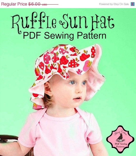 On Sale 2.50 Off Whimsy Couture Sewing Pattern/Tutorial ebook -- Ruffle Sun Hat -- newborn through adult PDF INSTANT