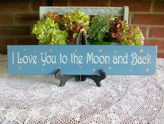 Wood Sign I love you to the moon and back Valentine Wedding Wall Decor