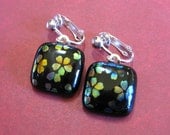 Dangle Multi-colored Clip On Earrings, Flower Clip Earing, Handmade Jewelry - Kaylee - 1855 -3