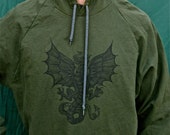 Wyvern-Hydra Dragon Hoodie Olive Green Unisex 2X only