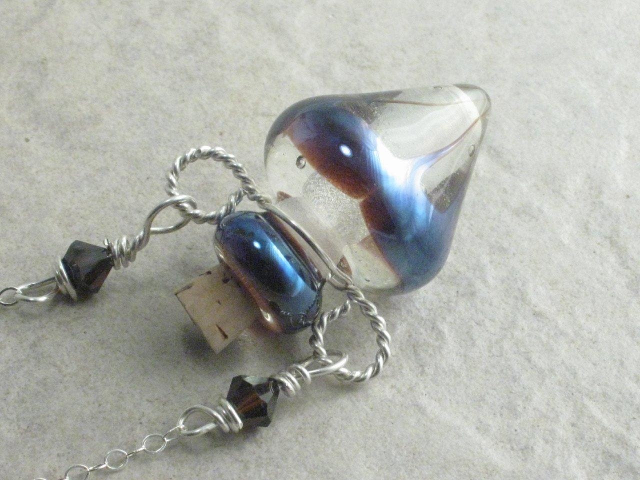 Iced Coffee --- Lampwork Poison Bottle Necklace