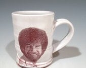 Handmade mug featuring Bob Ross
