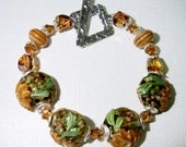 Sandy Shores Lampwork Bracelet with Swarovski Crystals and Sterling Silver