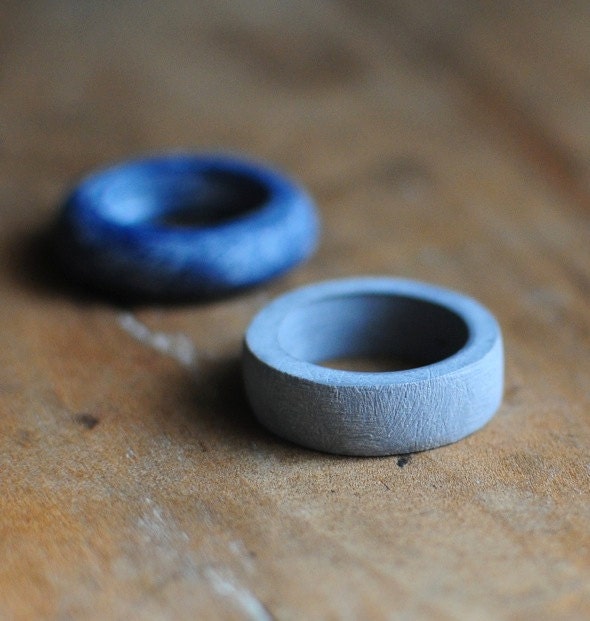 Stacking Rings in Navy and Grey