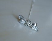 vintage silver and diamond bow tie necklace/clip