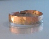 Melted Rugged Palladium 14K Rose Gold Wedding  6mm wide