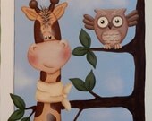 Custom HandPainted Personalized Giraffe Canvas