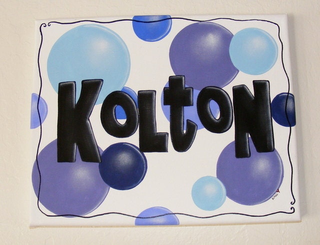 Custom HandPainted Personalized Bubbles Canvas