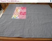 Baby Quilt Sale Minamalist Modern Girl's Crib Quilt in Gray and Pink