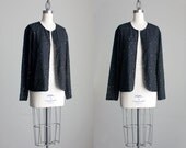 Black Beaded Jacket 1980s Vintage Black Beaded Evening Dress Coat