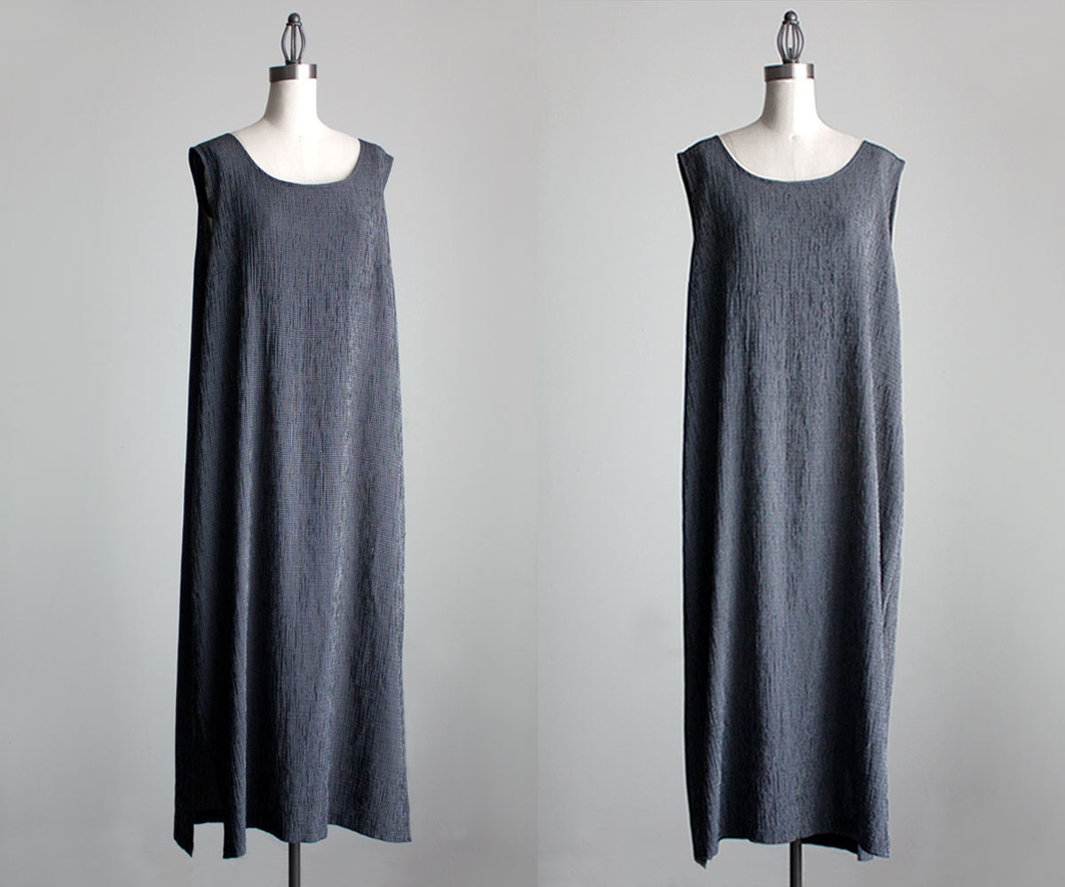 Black And White Maxi Dress 1990s Vintage Simple Checker Black And White Tunic Maxi Sun Dress