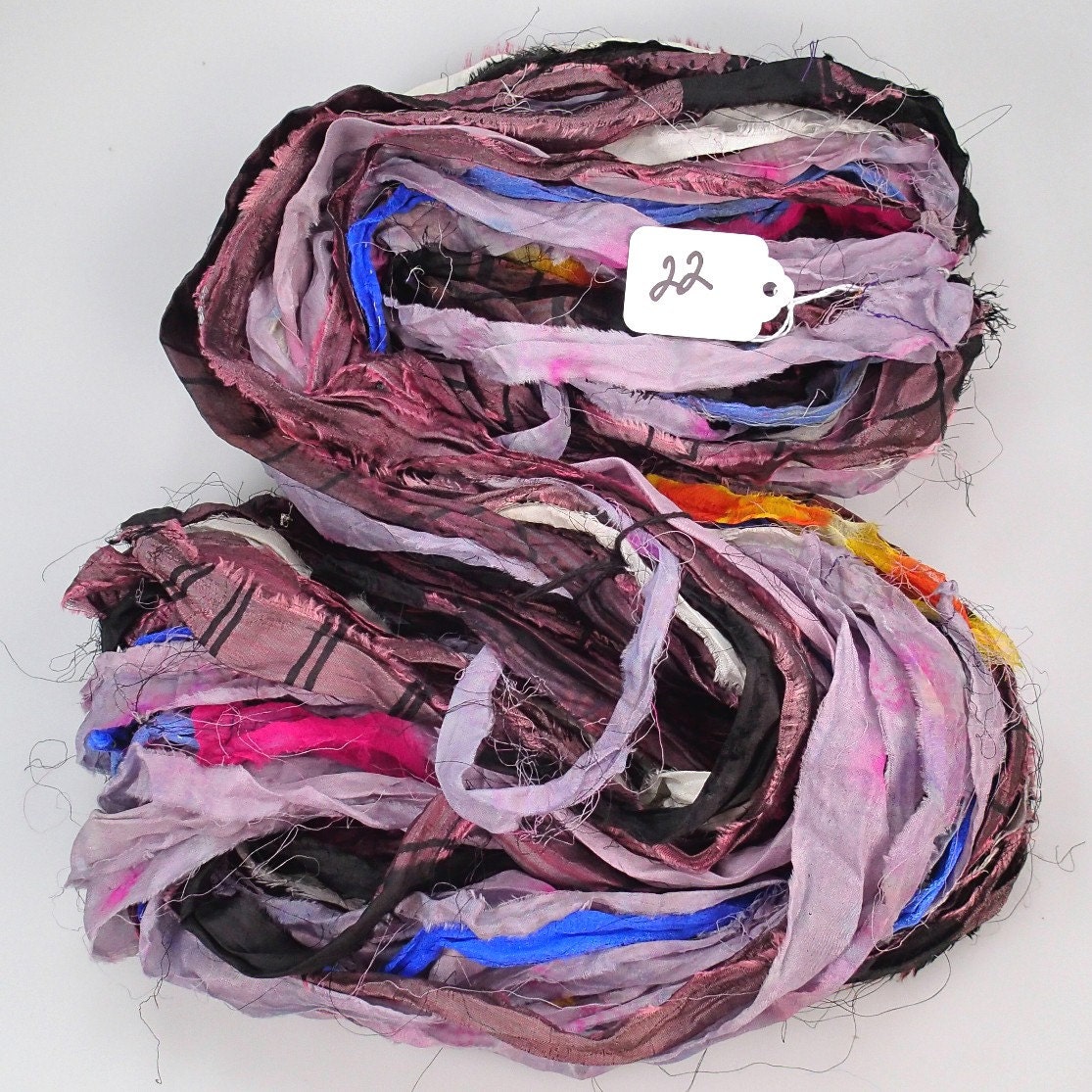 Recycled Multi color Chiffon silk sari ribbon