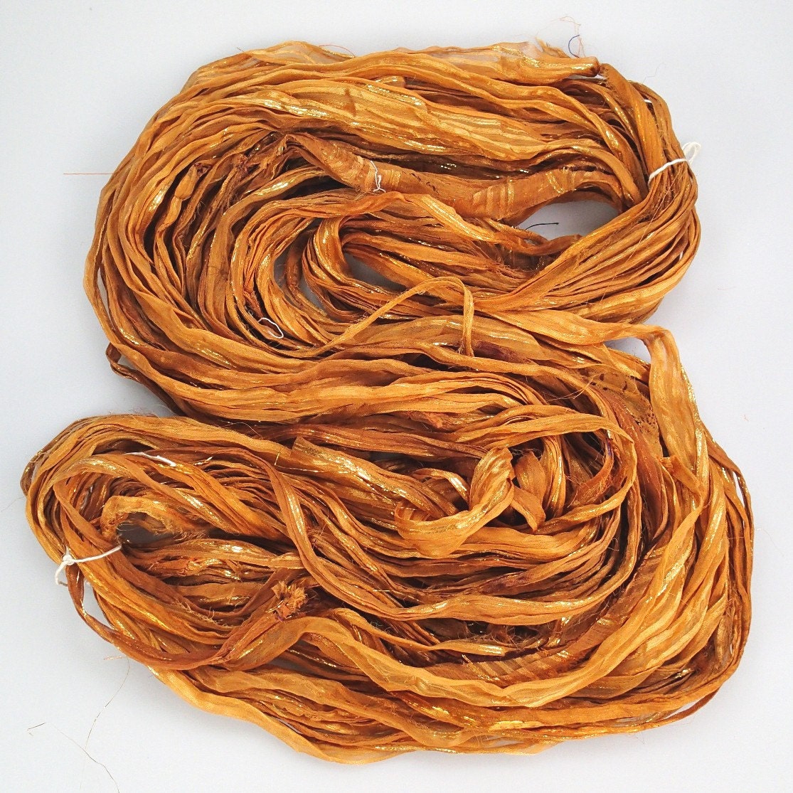 Recycled Silk Sari Ribbon Gold with gold Zari border
