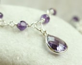 Purple Amethyst Bracelet - Sterling Silver - Wire Jewelry -  Birthstone - Gemstone Bracelet -  Handmade Jewelry