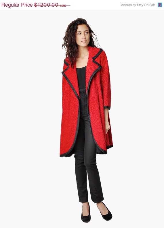 SALE - Vintage Red Persian Lamb Fabiani Coat