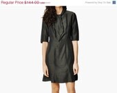 SALE - Vintage Olive Green Iridescent Ascot Dress