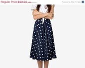 SALE - Vintage Navy Polka Dot Skirt