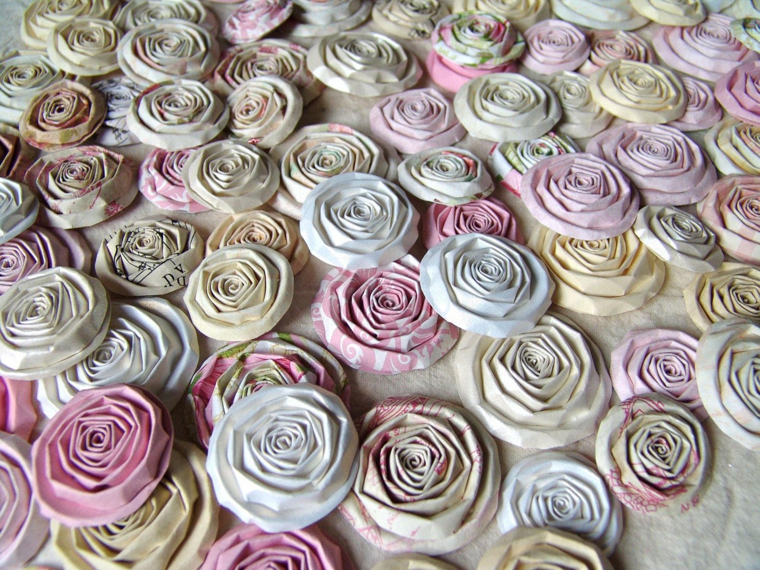 Wedding paper flowers cake topper set of 50 handmade roses CUSTOM by i love this bridal shower favors