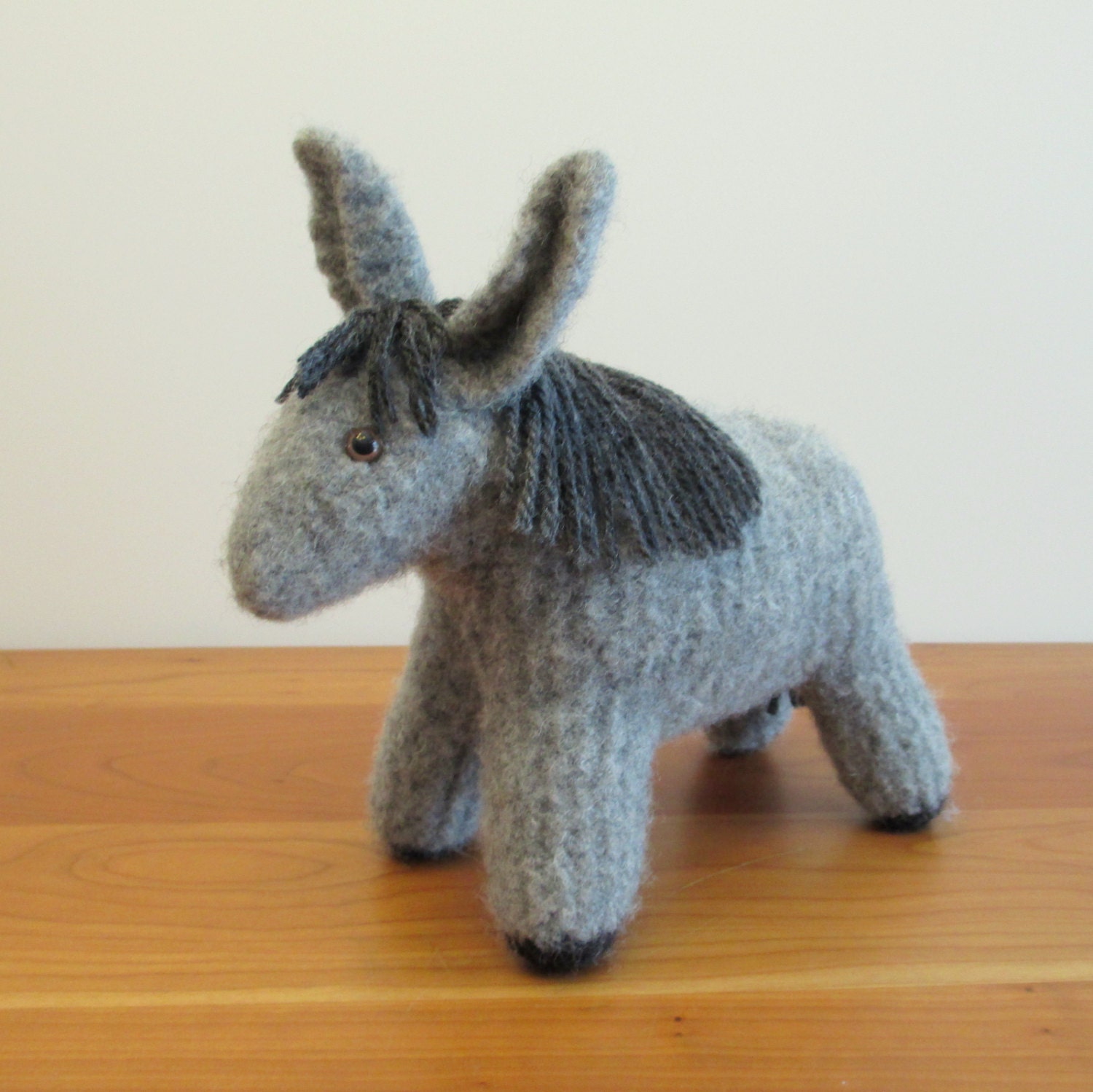 Stuffed Donkey, Handmade Stuffed Toy Animal. Grey, Children. FeltedFriends on Etsy