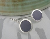 Lavender Blue  Resin Earrings - Lilac Round Silver Hook Earrings- Pop - UK jewellery
