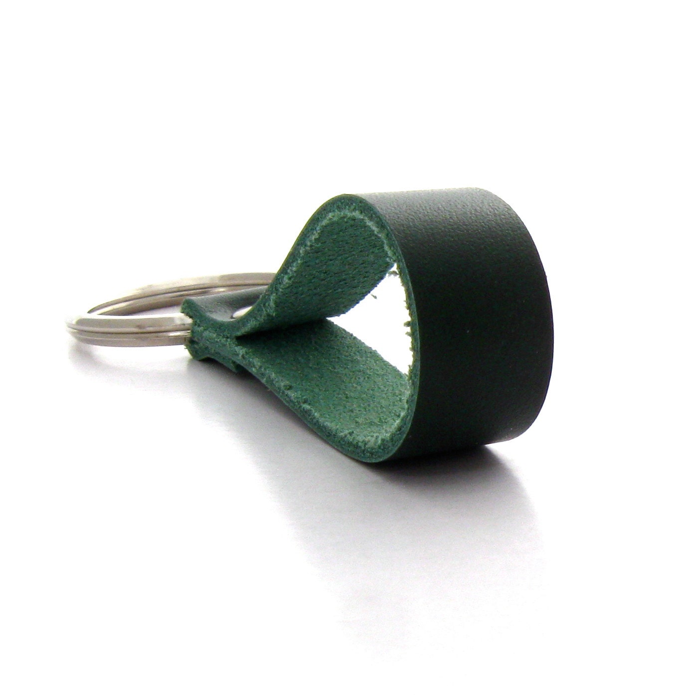 Forest Green Leather Keychain, A Handmade Green Leather Accessory