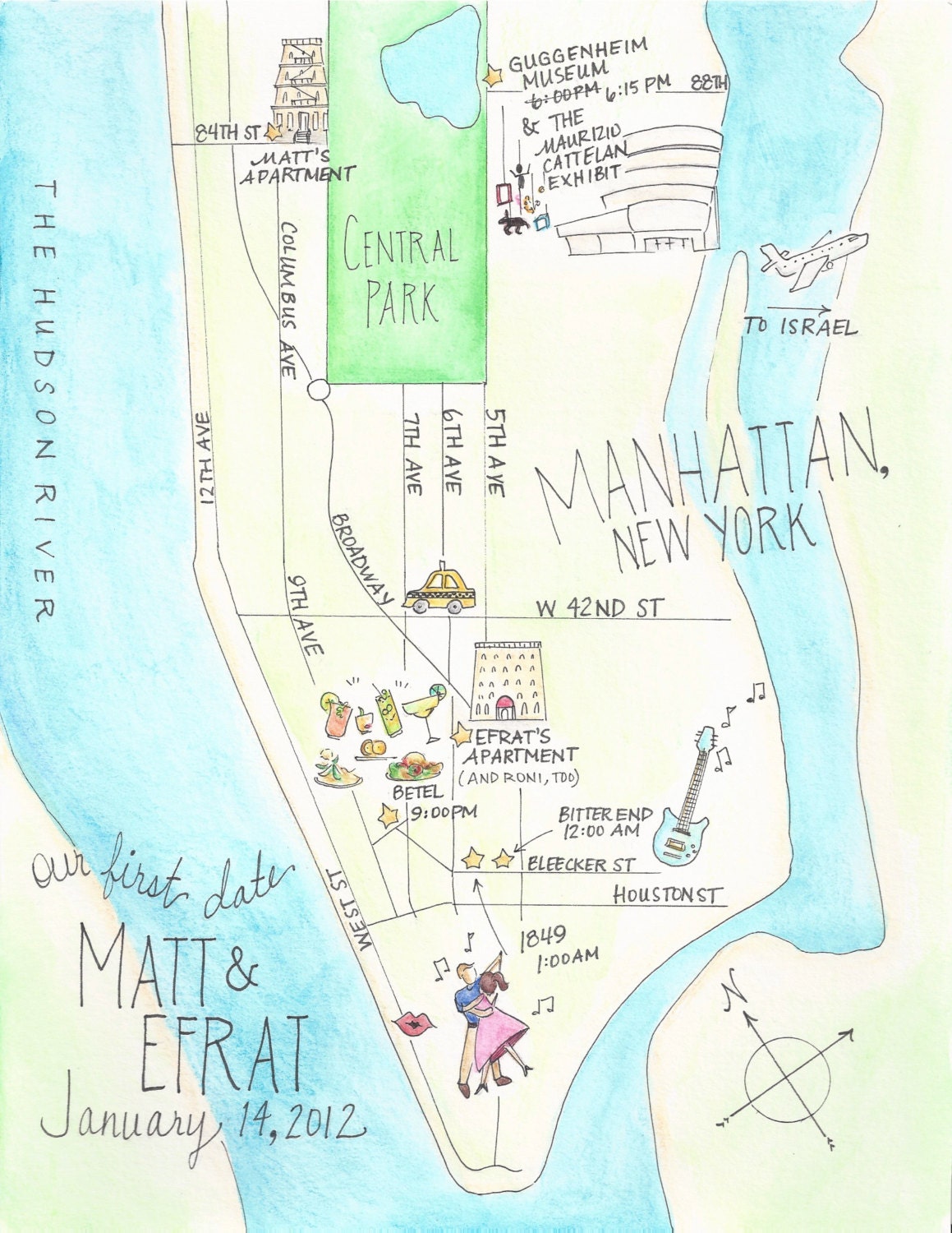 Custom First Date Map -- Digital File