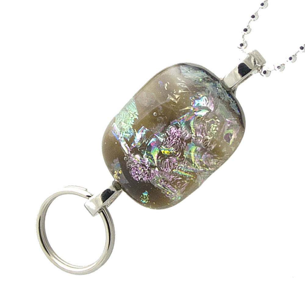 Lanyard, Badge Holder multi colored Dichroic glass
