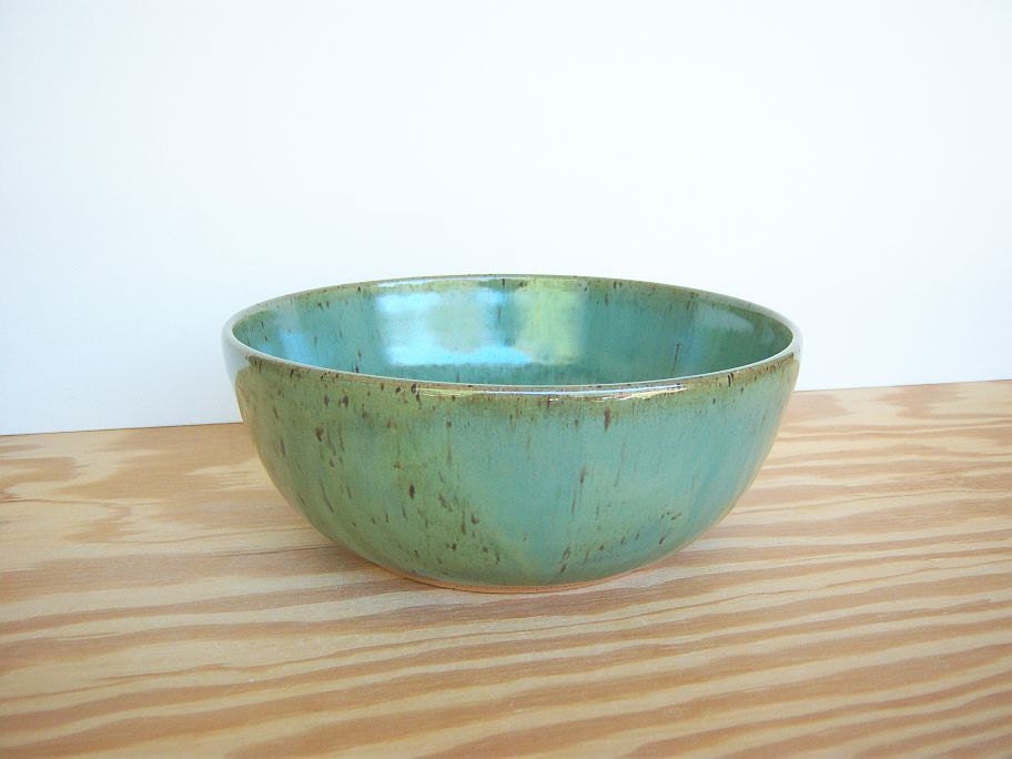 Spring Green Stoneware Pottery Serving Bowl