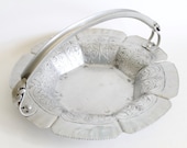 Vintage Serving Tray. Hand wrought. Silver look.