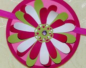 The First Year Pink and Green Daisy Photo Banner MADE TO ORDER
