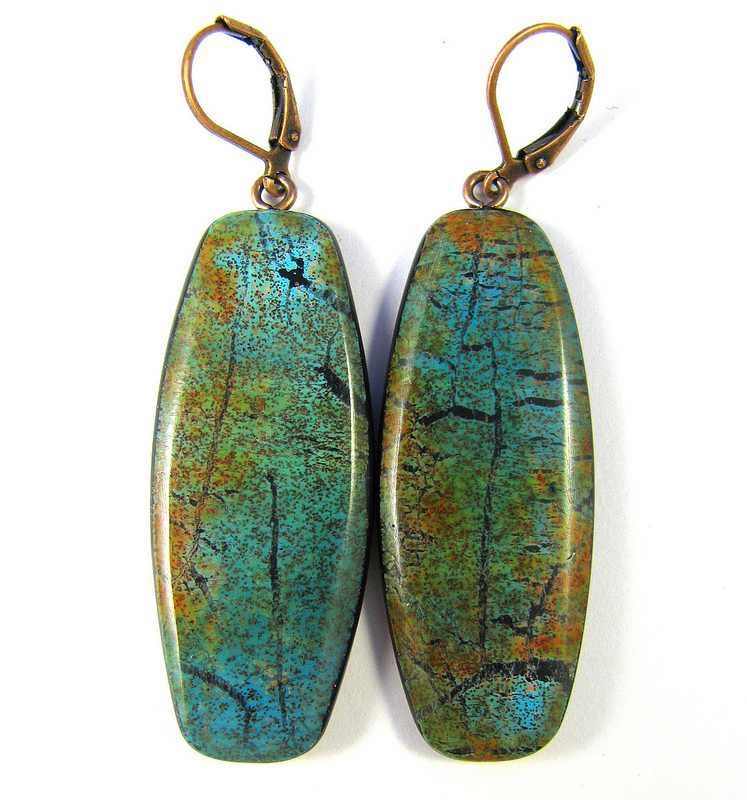 Fabulous Faux Collection - Faux Turquoise Polymer Clay Earrings - Elliptical