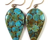 Southwestern Landscapes Series - Fabulous Faux Collection -  Harvest Mosaic Teardrop Polymer Clay Earrings