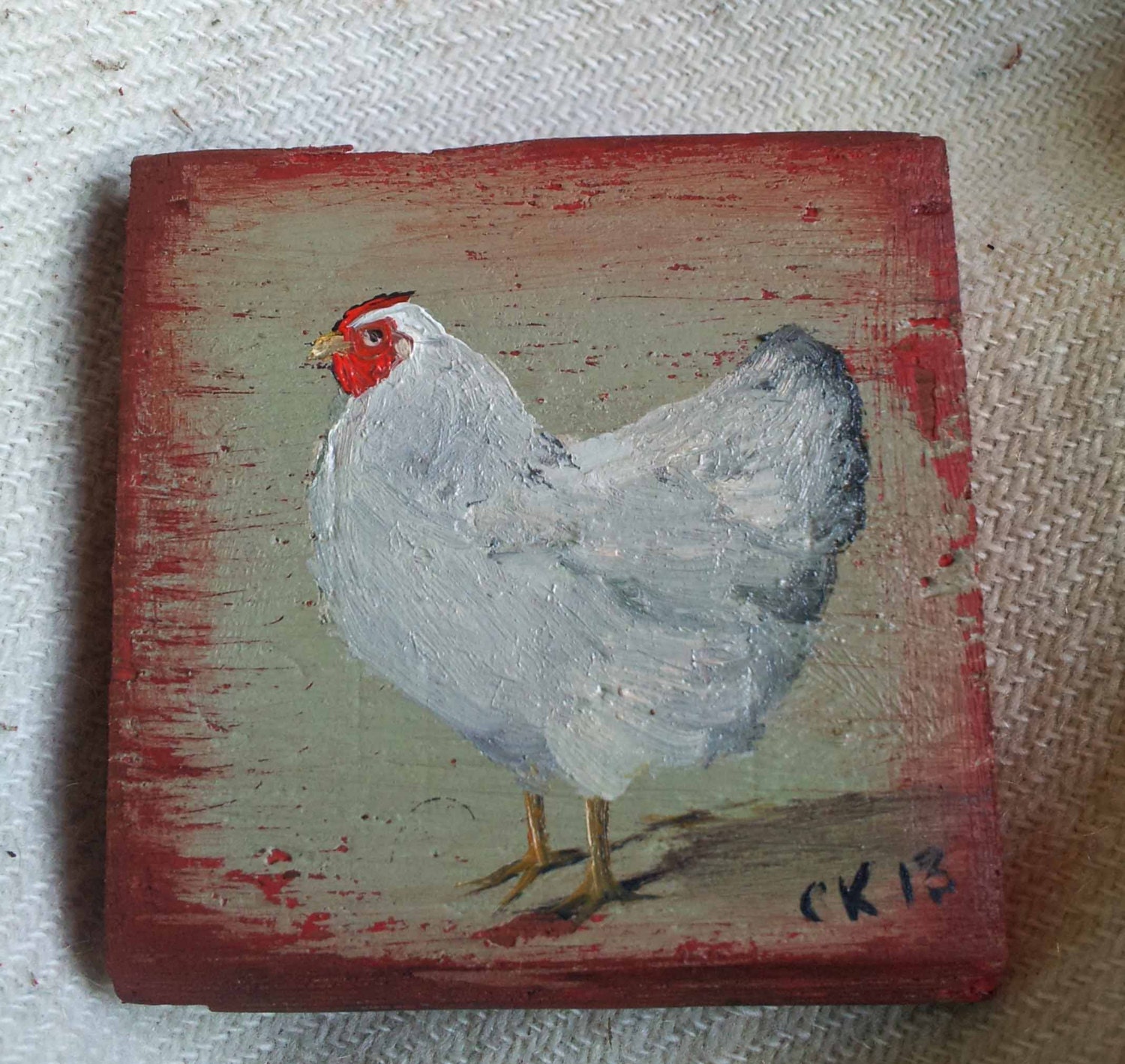 Chicken on oak