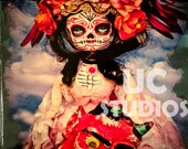 SteamPunk Victorian Skull Devil Doll Hand Painted Print on Glossy Plaque PM-41C