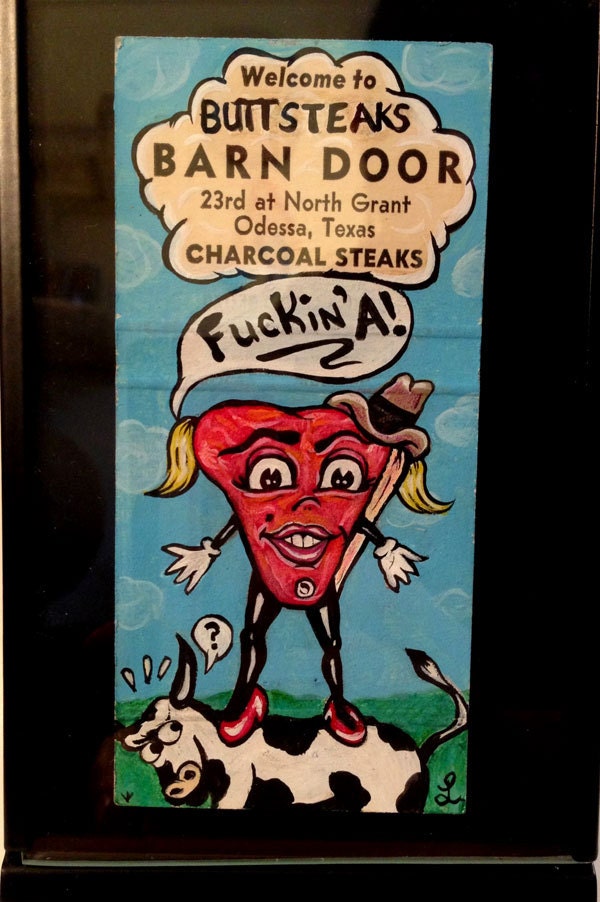 Cursing Cowgirl Anthropomorphic Steak Hand Painted Matchbook by Liz Carroll